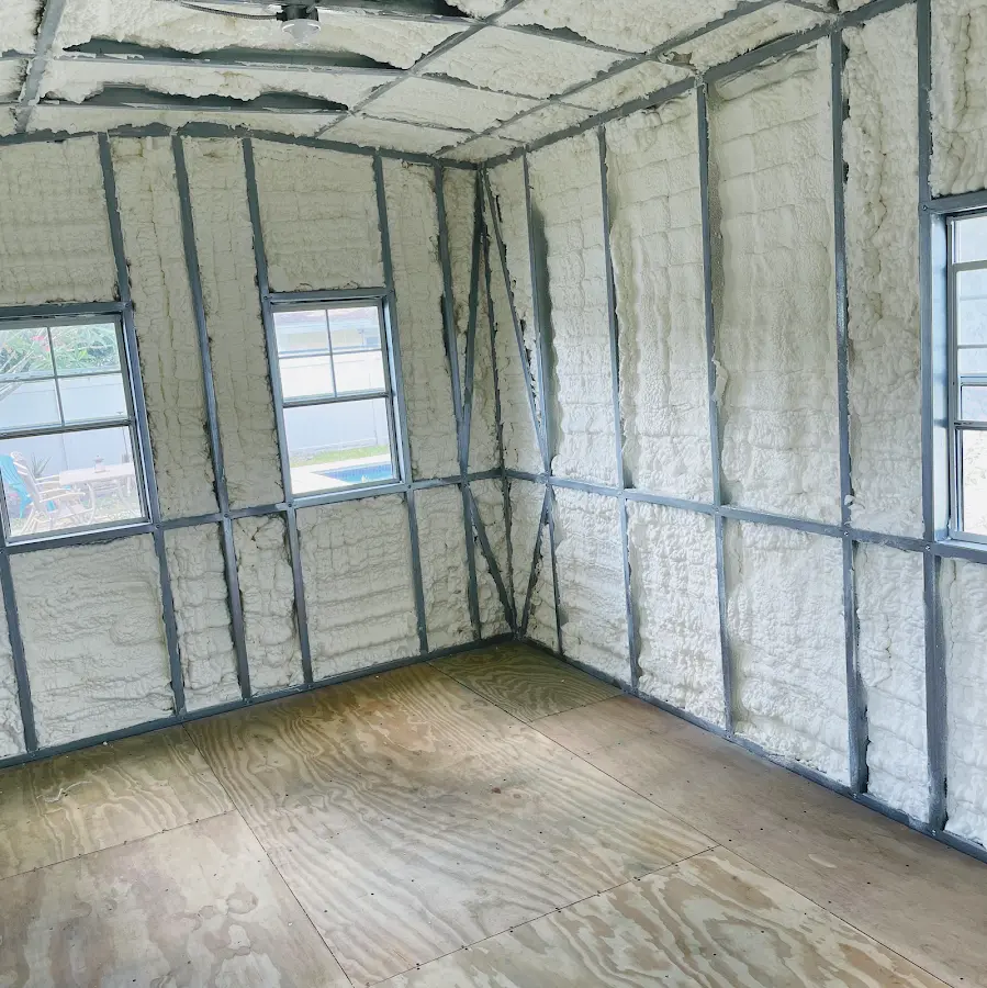 Closed-cell spray foam insulation applied to wall cavities in a residential project in East Hills